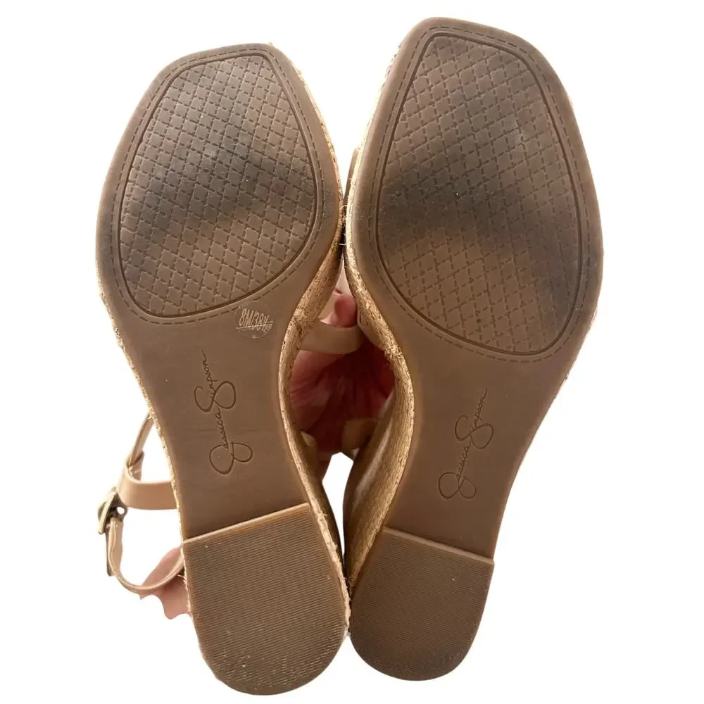 Jessica Simpson Women’s Nude Strappy Espadrille Wedge Sandals Size 8M